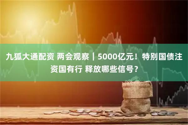九狐大通配资 两会观察｜5000亿元！特别国债注资国有行 释放哪些信号？